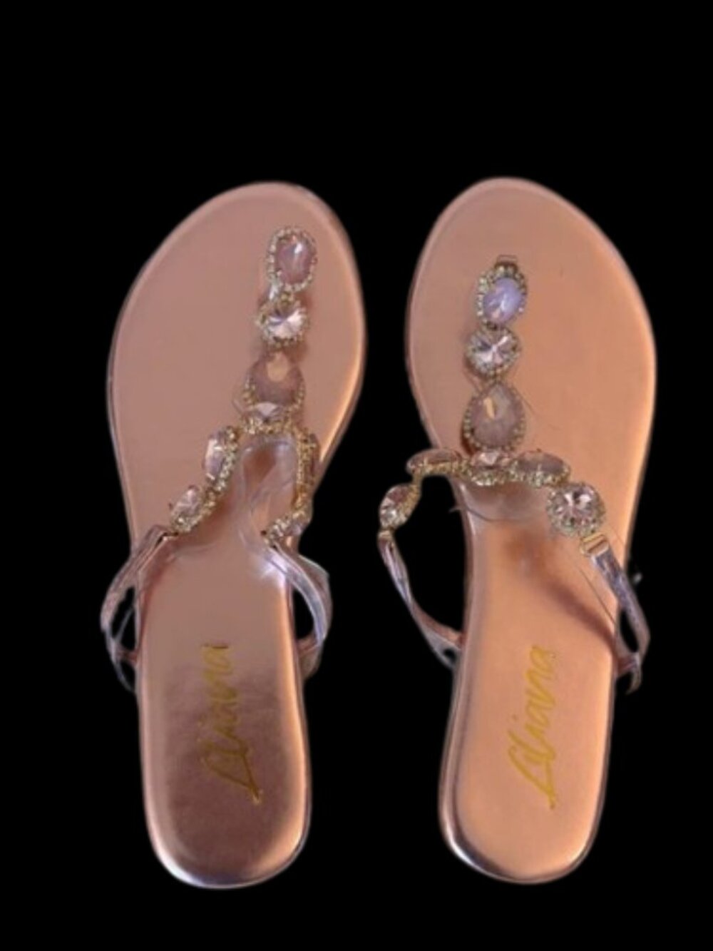 Embellished rose gold sandals NIB size 7.5